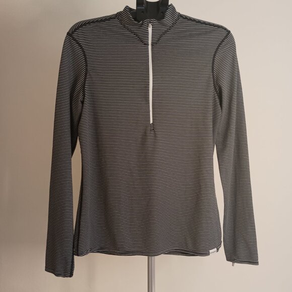 Patagonia Women’s Capilene 2 Top 1/2 Zip Black White Stripe Pullover Size XL - Picture 15 of 15